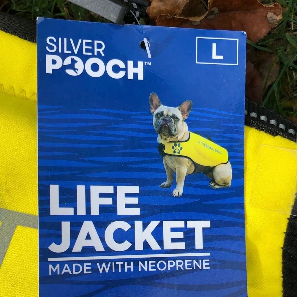 Silver pooch Yellow Life Jacket with Black Accents